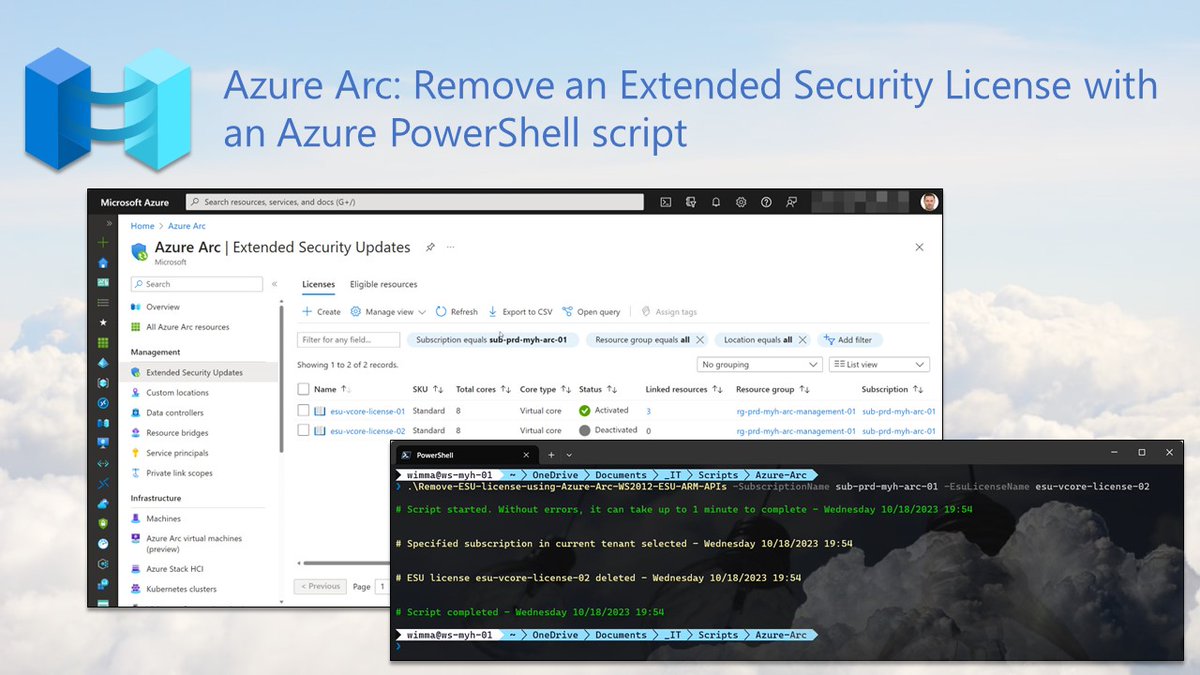 wmatthyssen's tweet image. 📝 #AzureArc: Remove an Extended Security License with an Azure PowerShell script
➡️ Use an #AzurePowerShell script for removing an #ESU by using the Azure Arc WS2012 ESU ARM APIs.
🔗 tinyurl.com/2s3d56xn
🧰 tinyurl.com/mwtsnnax
#Microsoft #Azure #AzureArc #MVPBuzz