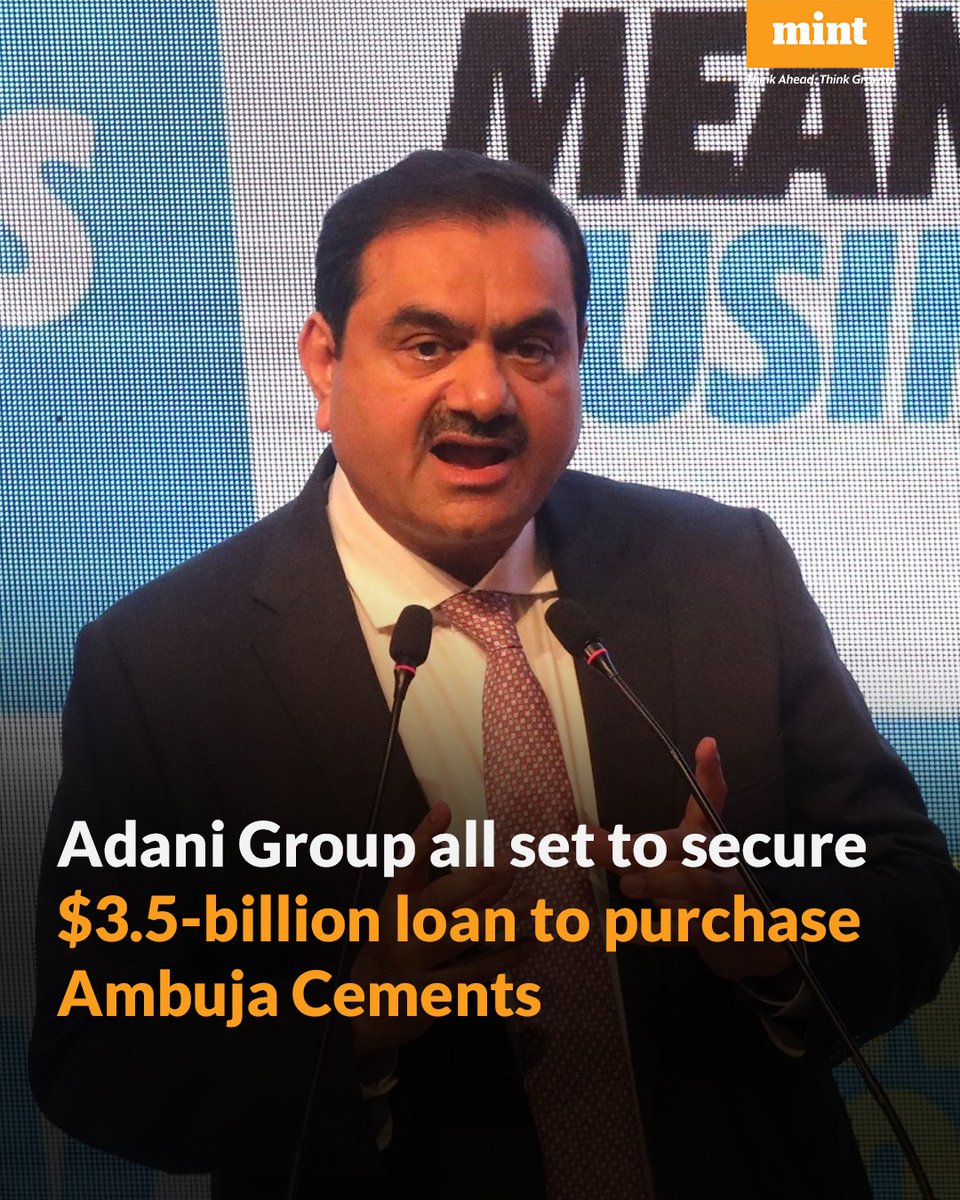 Billionaire Gautam Adani-controlled #AdaniGroup is closing in on a $3.5 billion loan to refinance existing debt that was taken out to fund the purchase of Ambuja Cements Ltd., in what would be the latest sign of confidence among creditors in the conglomerate. Read here: