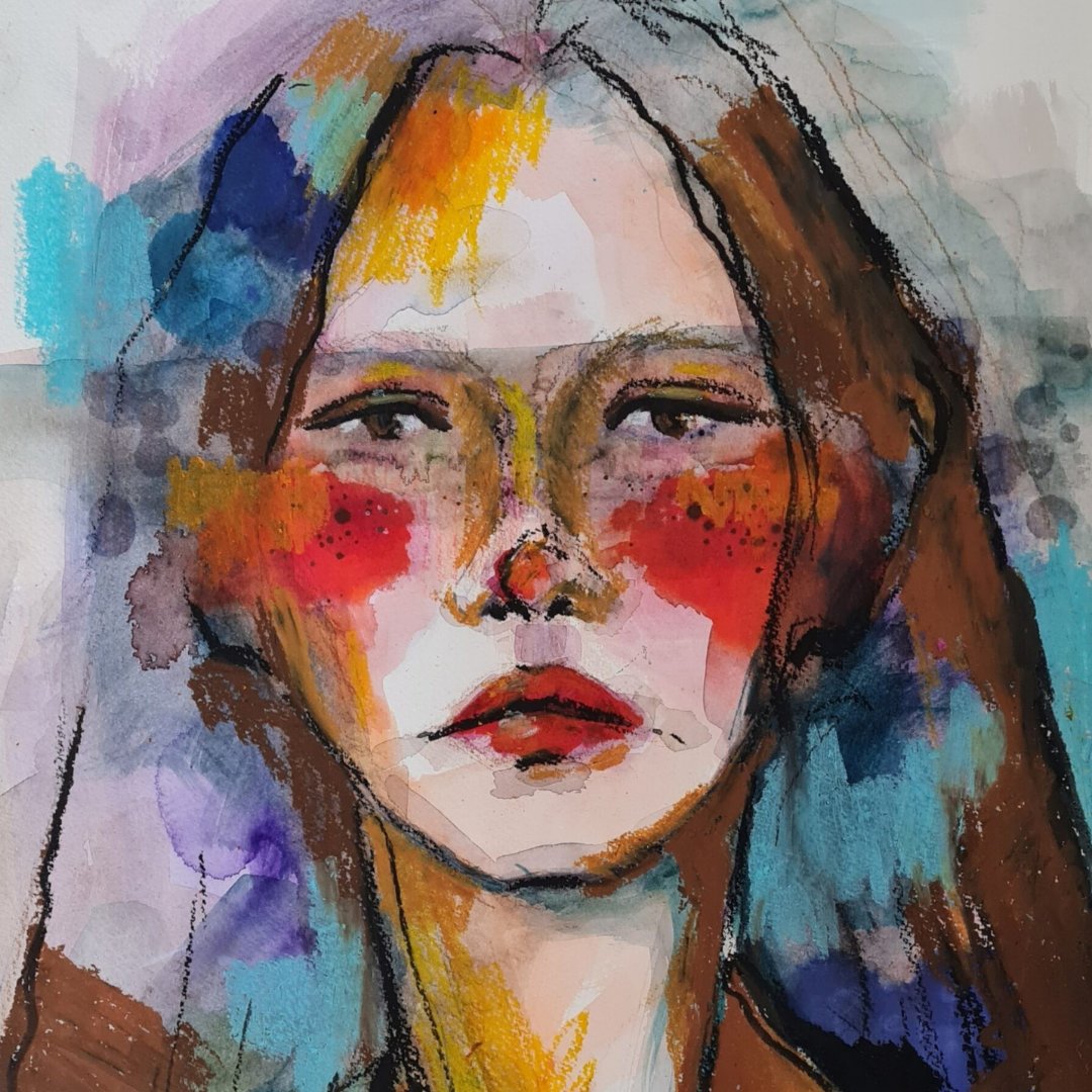 artmonoio's tweet photo. 'Hazan', 'Riya', 'Rengin', and 'Rengin 2' stand as eloquent manifestos of mixed techniques expertly applied onto paper. Vivid hues on the surface of each portrait seem to burst forth from the most intimate corners of emotions. 
Visit Didem Öge's profile to get to know her better! https://t.co/KJhiSQQOlO