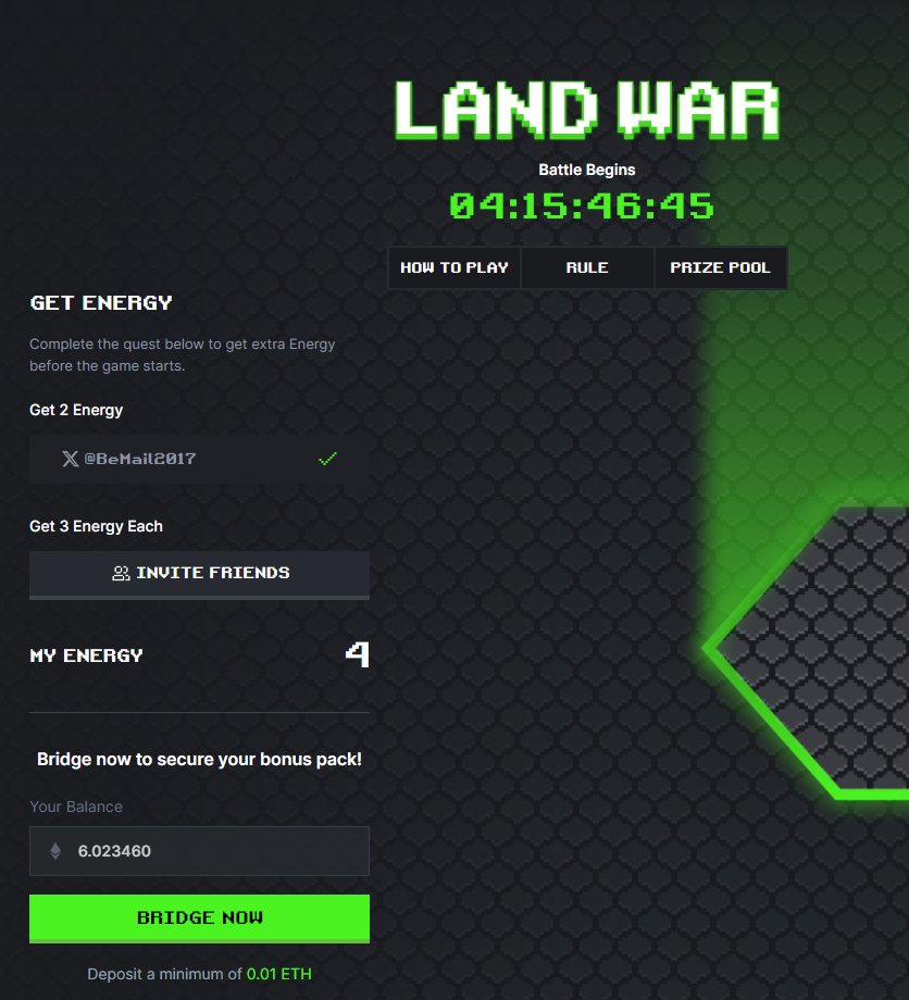 TTMVietNam's tweet photo. 🔥Land War by Kroma Network 💰săn Retroactive ( Layer2 )
🎁Reward FREE 4 Energy đợi ra game rồi chơi 🎮
⛏Hướng dẫn chi tiết cho ae ⬇️⬇️⬇️
#Airdrop #Ruby #AllUser #NFT #Retroactive #Eth #gamefi https://t.co/w7CHog5i0f