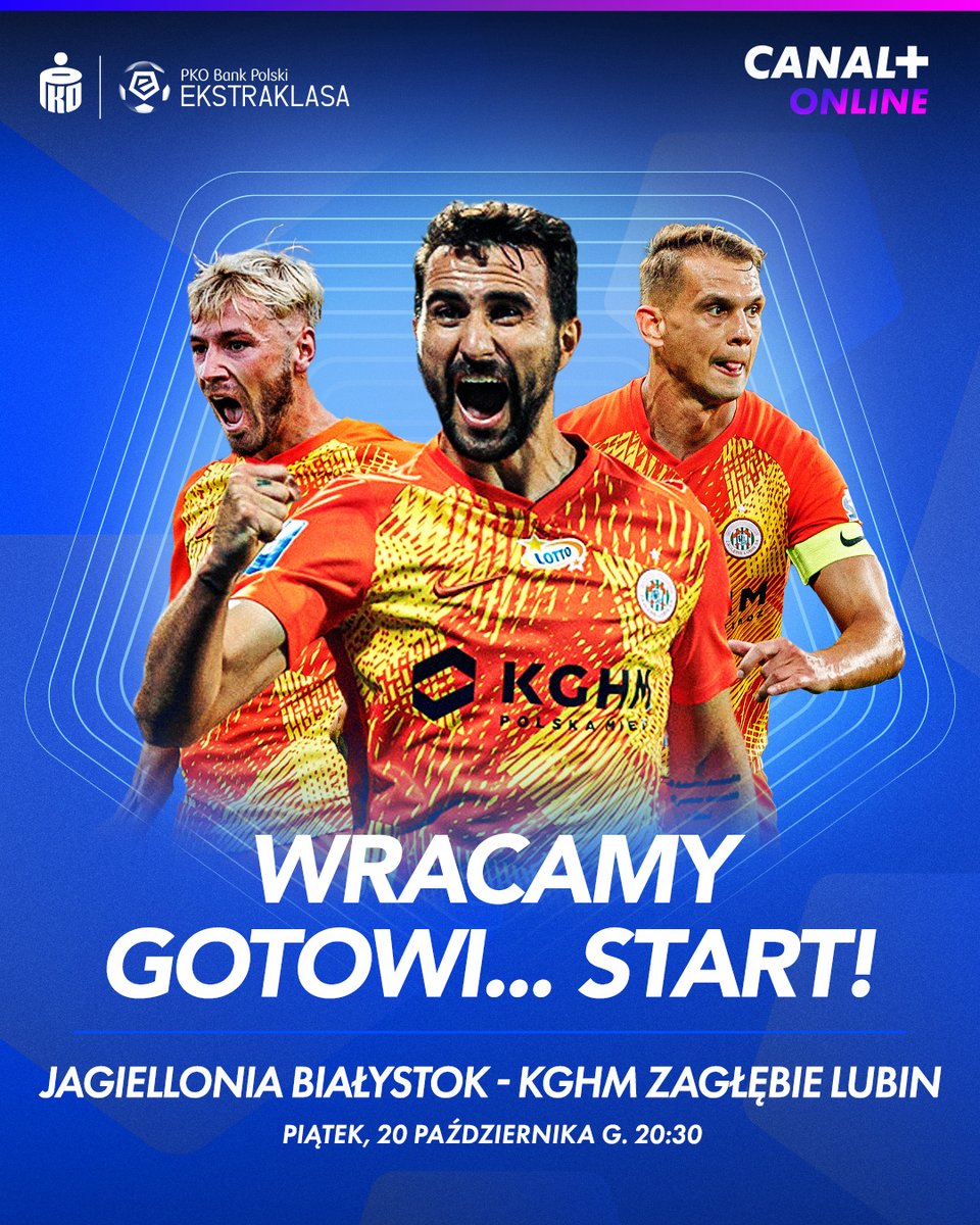 Po reprezentacyjnej przerwie wracamy na boiska @_Ekstraklasa_! 💥 Transmisję dzisiejszego starcia Miedziowych z Jagiellonią możecie obejrzeć w @canalplusonline, korzystając ze specjalnej oferty 💰 📺 Sprawdź: bit.ly/3Oluyvx