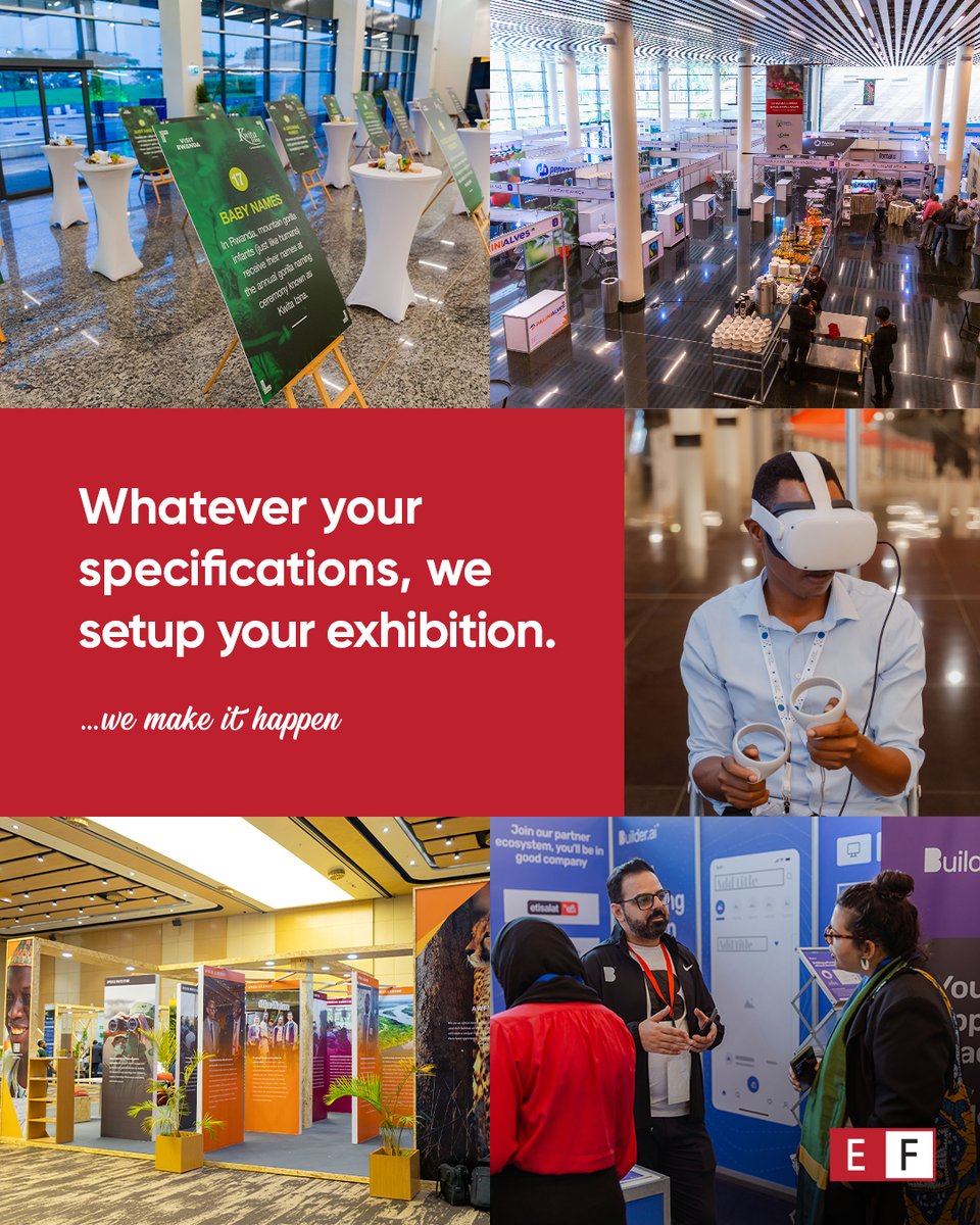 EventsFactoryRW's tweet photo. Do you need layout design, exhibitor management, importation support, exhibition booth buildup, and branding services?
At #EventsFactory, we offer both basic shell scheme booths and custom booths.

Contact us at enquiries@eventsfactory.rw 

#WeMakeItHappen https://t.co/8CFePQm0z4