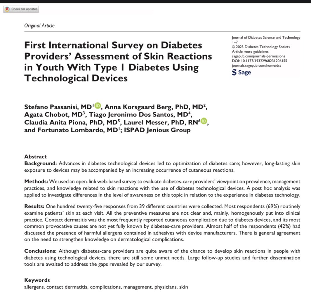 Good job for all the contributors! <a href="/jenious_ispad/">JENIOUS</a> skin reaction is an acute complication and needs to be addressed for the improvement of #PwD quality of life #t1diabetes <a href="/ispad_org/">ISPAD</a> ##ISPAD2023