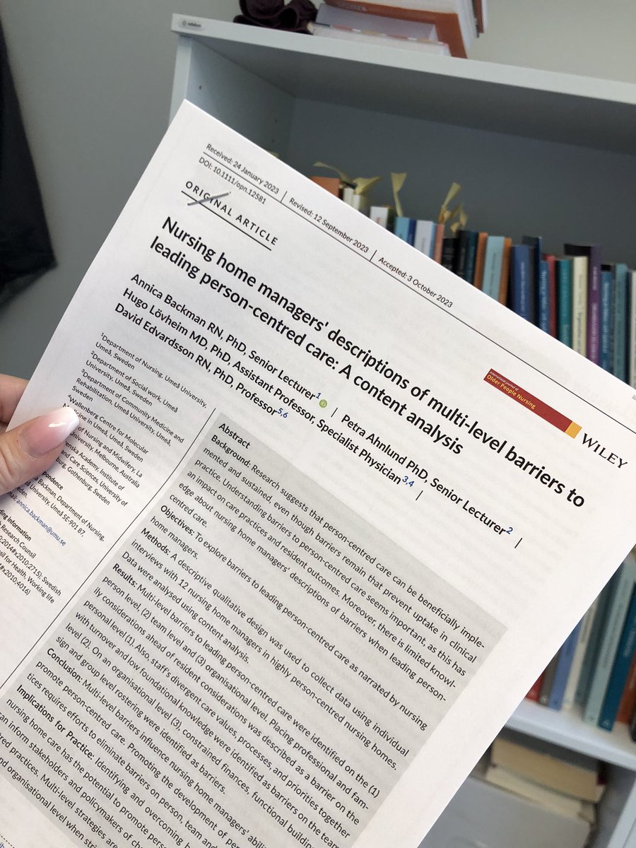 annica_backman's tweet photo. Vad krävs för att leda personcentrerad vård? 
Ny artikel som identifierat hinder för att leda personcentrerad praxis! https://t.co/1QdkONEFKc