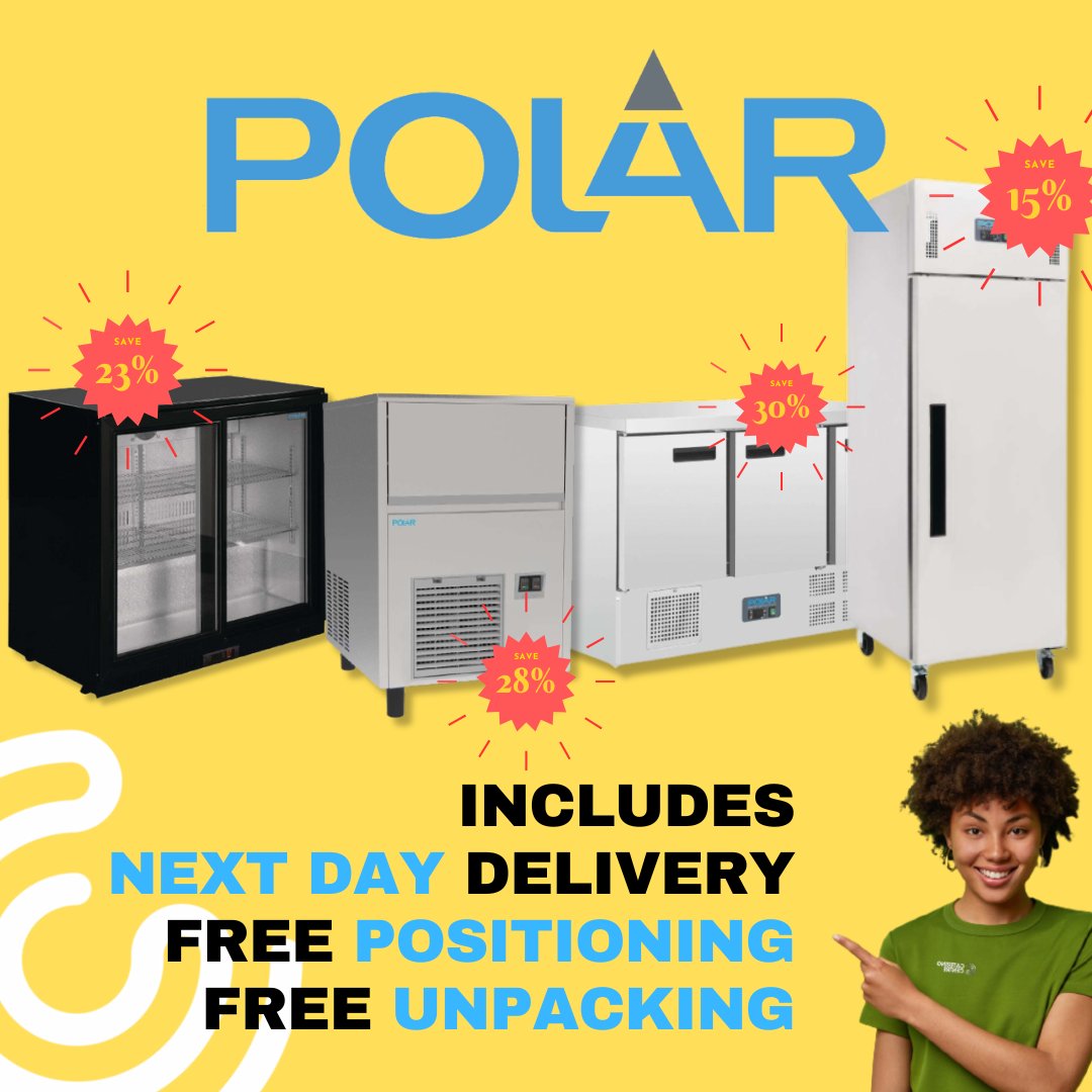 Ready for BIG savings? Get your kitchen upgraded with Polar Refrigeration at Catering Centre! No more hassle – next day, positioning and unpacking FREE, these deals won't last! #HugeSavings #PolarRefrigeration #FreeDelivery #NextDayDelivery zurl.co/bUXp