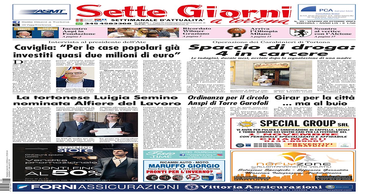 𝗟𝗔 𝗣𝗔𝗚𝗜𝗡𝗔 𝗙𝗟𝗔𝗦𝗛 𝗗𝗜 𝗦𝗘𝗧𝗧𝗘 𝗚𝗜𝗢𝗥𝗡𝗜
𝗡. 𝟯𝟵 𝗱𝗲𝗹 𝟮𝟬.𝟭𝟬.𝟮𝟬𝟮𝟯
➡️ settegiorniatortona.it/2023/10/20/la-…