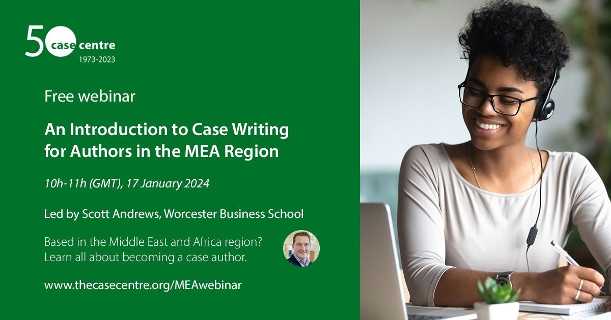 💻 FREE MEA CASE WRITING WEBINAR 💻 Are you based in the Middle East & African region and new to #casewriting? Sign up to this free webinar and learn about becoming a case author. 🗓 17 January 2024, 10h-11h (GMT) 🧑‍💻 @DrScottAndrews @cases_Hazel 👉 buff.ly/3j1kXdk