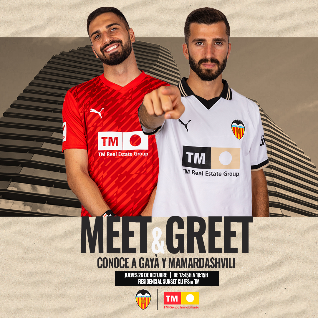 💥 ¡Conoce a Gayà y Mamardashvili en Sunset Cliffs by TM! 🦇

El próximo jueves 26 te invitamos a disfrutar de un momento inolvidable junto a dos jugadores del <a href="/valenciacf/">Valencia CF</a> en nuestro residencial en #Benidorm 🏙️🏖️.

🎁 ¡Habrá sorteo de camisetas y balones firmados del Valencia CF!