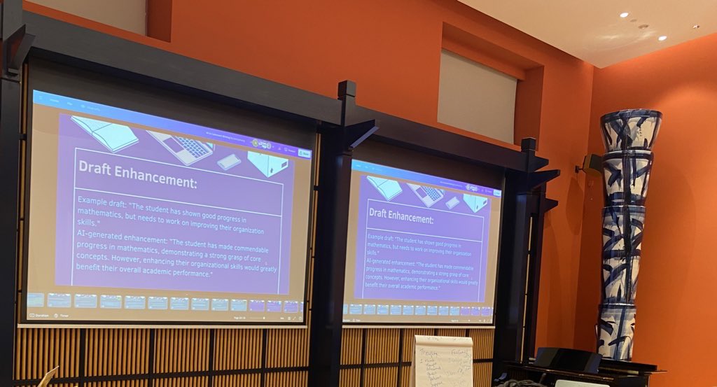 LiangKivi's tweet image. It’s thrilled to offer AI for Comment Writing workshops for teachers. They are impressed to practice on chatGPT. @watnunu #AI #EffectiveWork #ReportCard