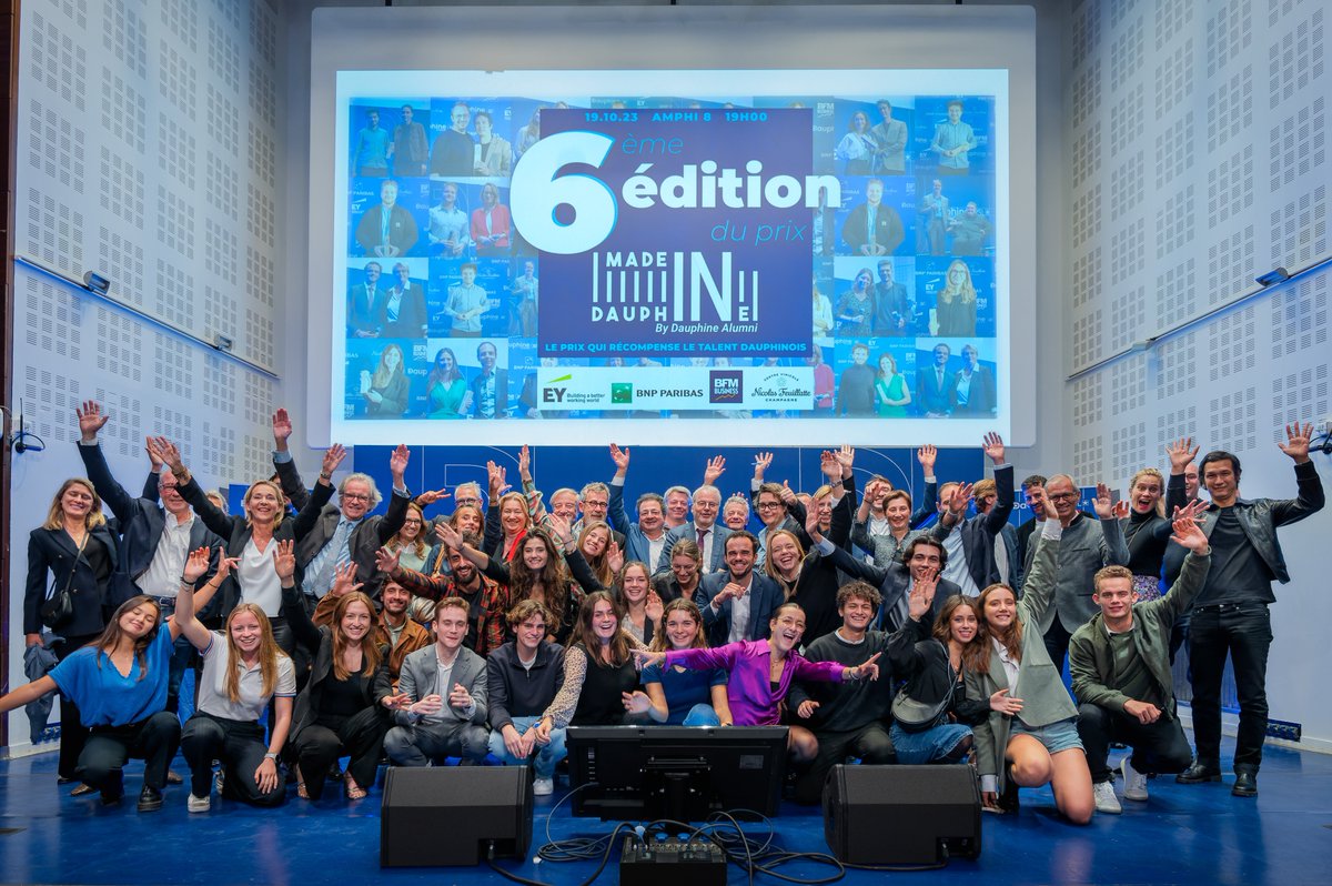 [#MadeinDauphine] Félicitations à l'ensemble des lauréats du Prix Made in Dauphine 2023✨
À l’honneur, des étudiants et #alumni dauphinois talentueux, engagés et innovants ! 

👏Bravo à @DauphineAlumni, aux étudiants bénévoles @MadeDauphine et à la <a href="/FondDauphine/">Fondation Dauphine</a> pour cette soirée