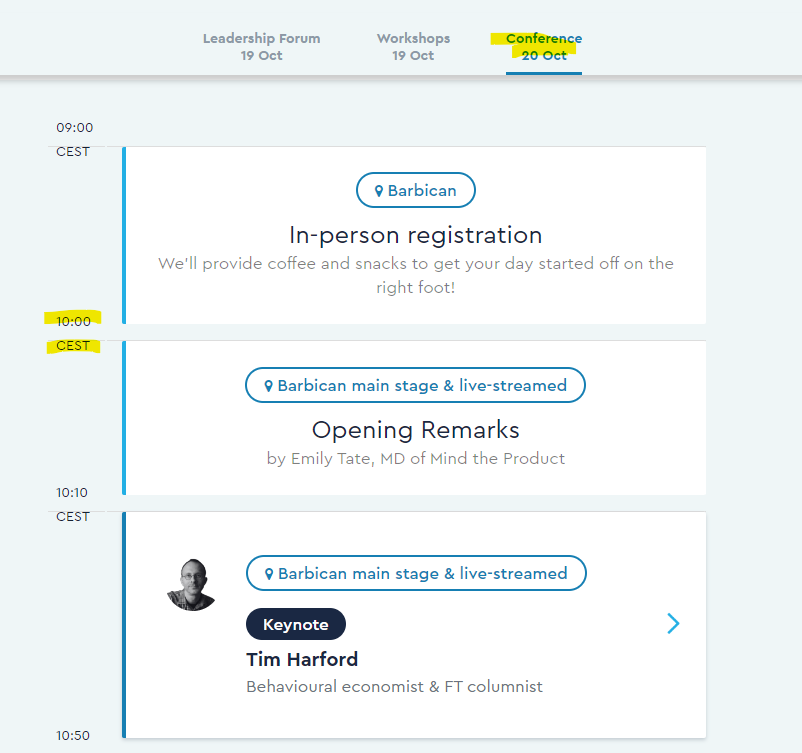 FouDouFaFa's tweet photo. @MindtheProduct Hey team! It looks like there is a mess somewhere in your schedule: below the same agenda wheareas it's 2 different timezone 🥲 #mtpcon @MindtheProduct https://t.co/ua3IldMnUs