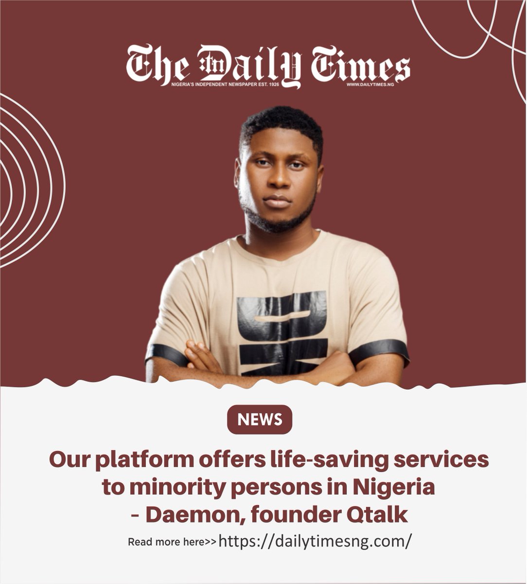 Our Executive Director Mike Daemon shares his thoughts <a href="/DailyTimesNGR/">Daily Times Nigeria</a> about the re-launch of Qtalk, an app helping LGBT Nigerians access the support that they need.

dailytimesng.com/our-platform-o…