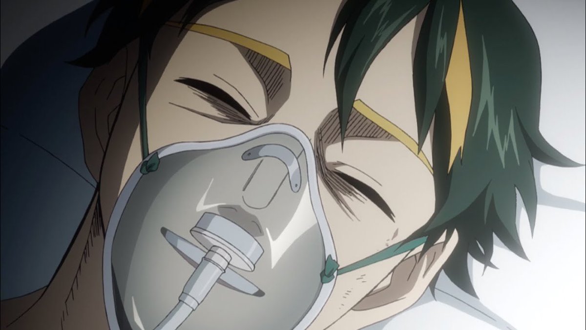 this shot wasn’t nighteye tragically smiling. This shot was nighteye going “lmao” after seeing mirio twerk at a villain as a distraction method and it working. It was the funniest shit he had ever seen and thus he was ready to die .