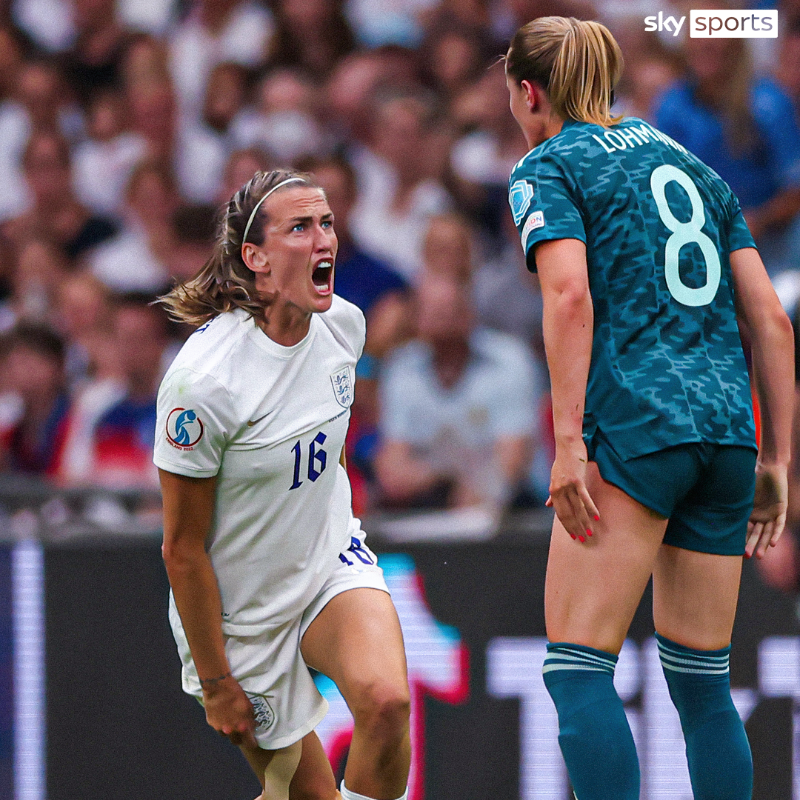 SkySportsWSL's tweet photo. If you know, you know 😅

Jill Scott gets that infamous lip-read reply to Germany's Sydney Lohmann in the Euro 2022 final immortalised 🔏