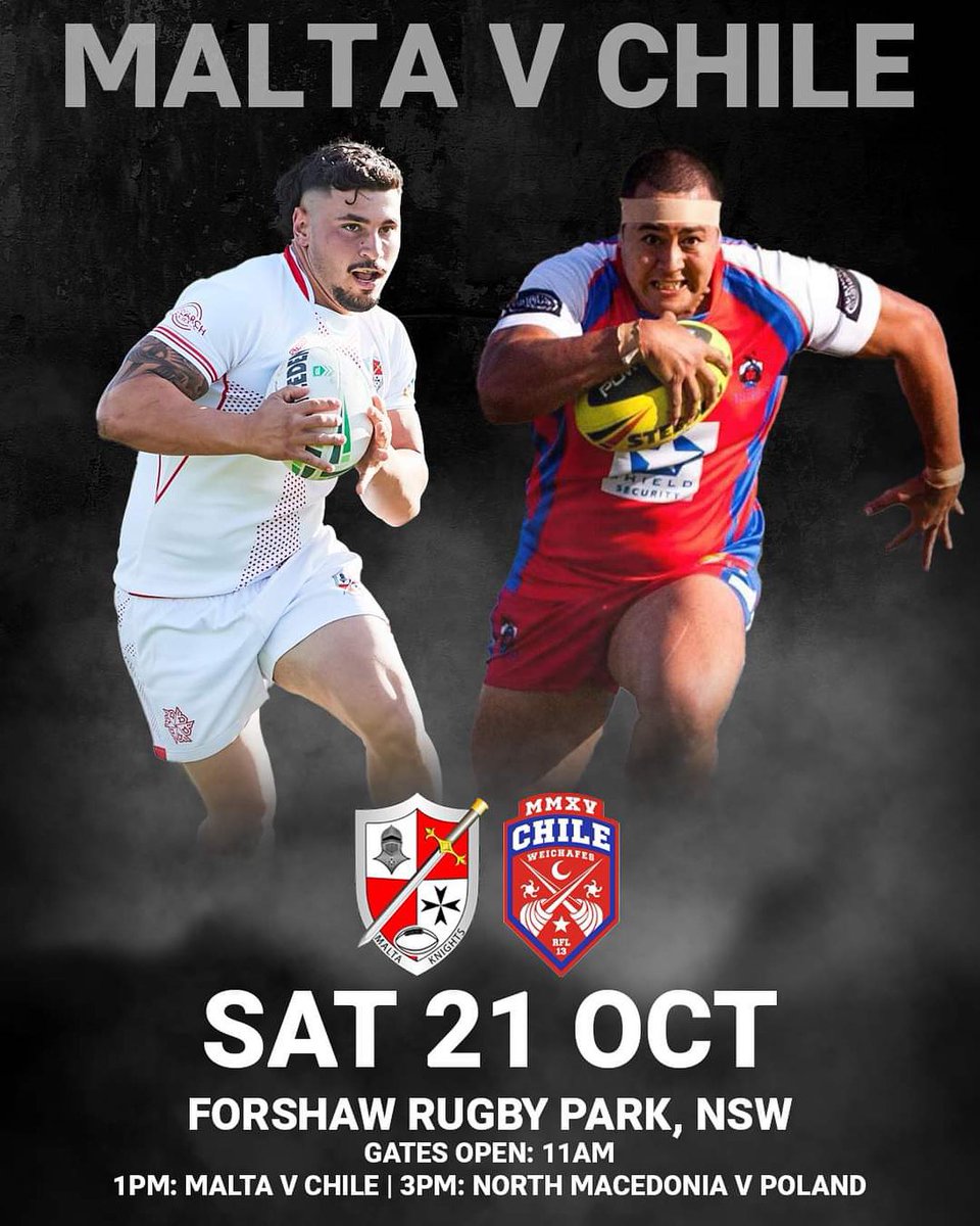 Chile v Malta. Not long to go now. Saturday 1pm Sydney time.

#RugbyLeague #RugbyXIII #LatinHeat

👍Only trust this livestream link: bit.ly/407OPZJ