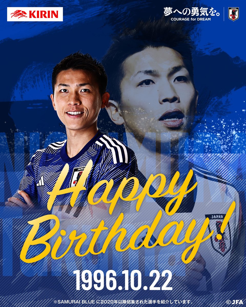 jfa_samuraiblue's tweet photo. 🎂𝙃𝘼𝙋𝙋𝙔 𝘽𝙄𝙍𝙏𝙃𝘿𝘼𝙔🎂

今日10月22日は横浜F・マリノス 西村拓真選手のお誕生日です🎉

おめでとうございます👏

#西村拓真 @1022nishimura 
@prompt_fmarinos 
#横浜F・マリノス #fmarinos
#キリン #WeAreOneTeam
#夢への勇気を 
#jfa #daihyo #SAMURAIBLUE
#サッカー日本代表 https://t.co/0071Wk1VZd