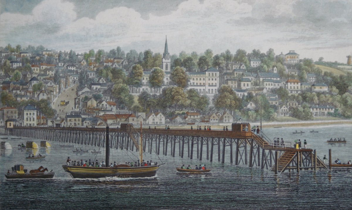 ⛴️Ferry Archives ⛴️  

The route between Portsmouth and Ryde is the oldest of our three Island connections.   

This print, dated 1828, shows a wooden paddle steamer approaching Ryde Pier with its towboat behind!   

As early as 1817, a steamship service had been running between