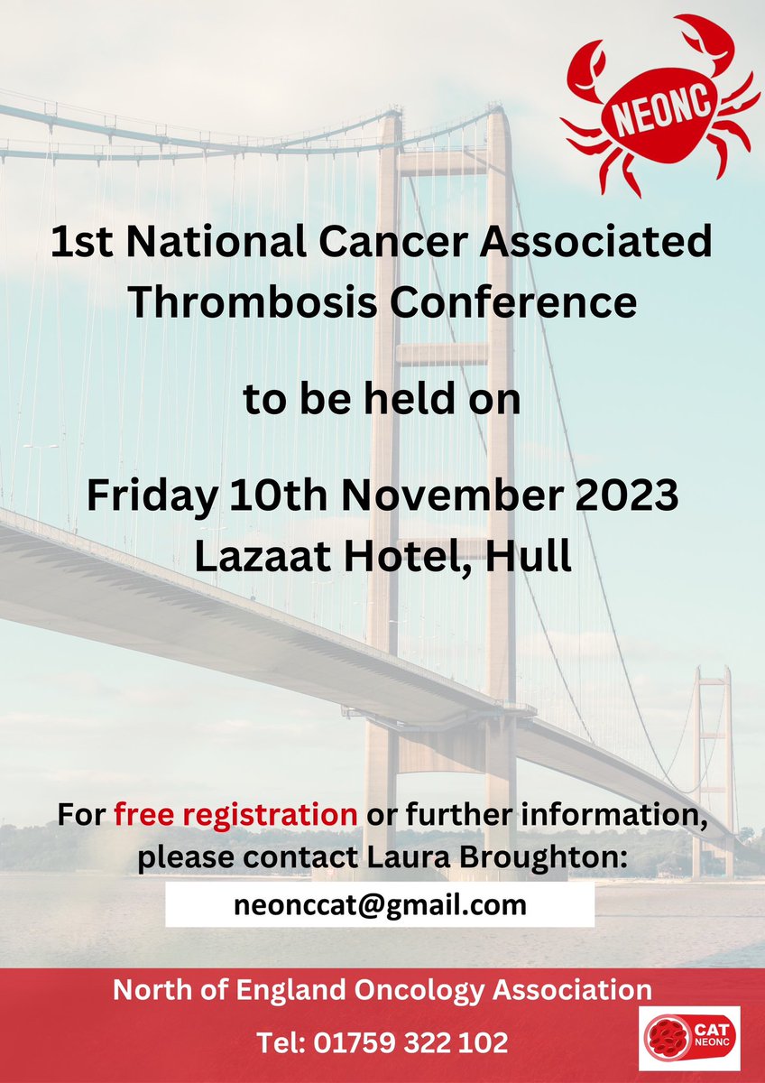 If you’re a HCP interested in Cancer Associated Thrombosis then register to attend the inaugural NEONC conference. 👇🏻👇🏻👇🏻