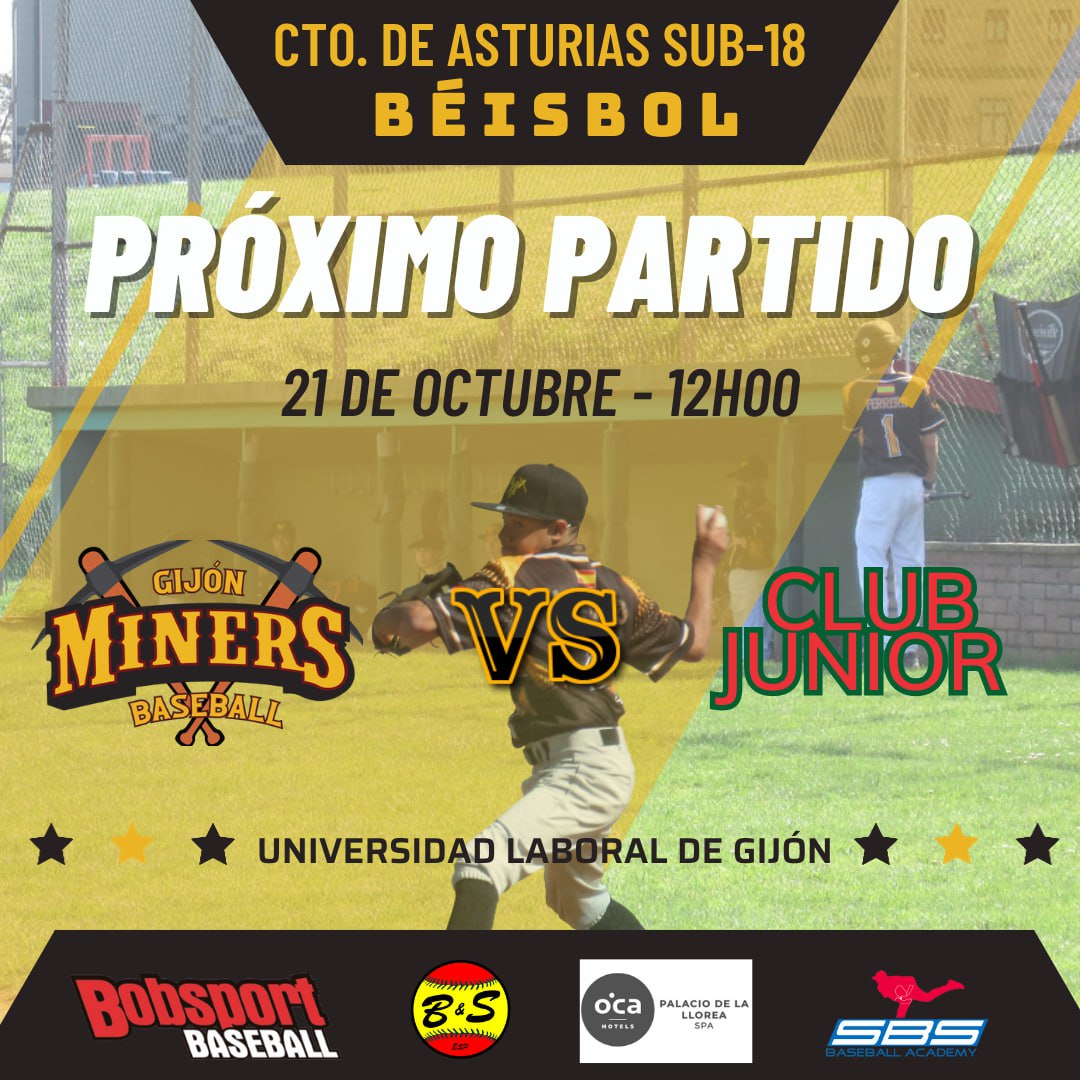 Volvemos con más béisbol para este fin de semana!! 
El sábado, a las 11h. Miners vs <a href="/llanobeisbol/">El Llano BC</a> en categoría Sub11 y a las 12h frente al <a href="/clubjunior_/">Club Junior Gijon</a> en categoría Sub18!!