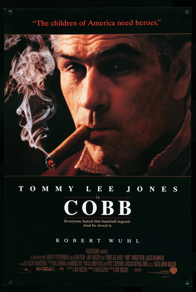WorldRecordFilm's tweet photo. #WorldRecord/686
Cobb ('94)
⭐️⭐️⭐️
Throughout 1960 &amp; 1961, sports writer Al Stump interviewed #baseball star #TyCobb for his biography. In 1994, #RonShelton made a film of those interviews. #TommyLeeJones seems the perfect casting to capture Cobbs' grumpy, mean, and nasty side. https://t.co/SPFZ5fYNtk