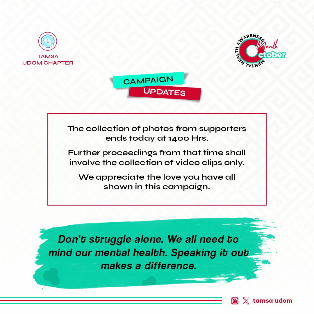 tamsa_udom's tweet photo. #CampaignUpdates

Click link in our bio to send your photo that will be featured on our #MentalHealthAwareness Campaign before the timed deadline.

#TamsaUdom #CommittedToServe

@tamsatanzania @_devigrn https://t.co/mjRN5TRur6