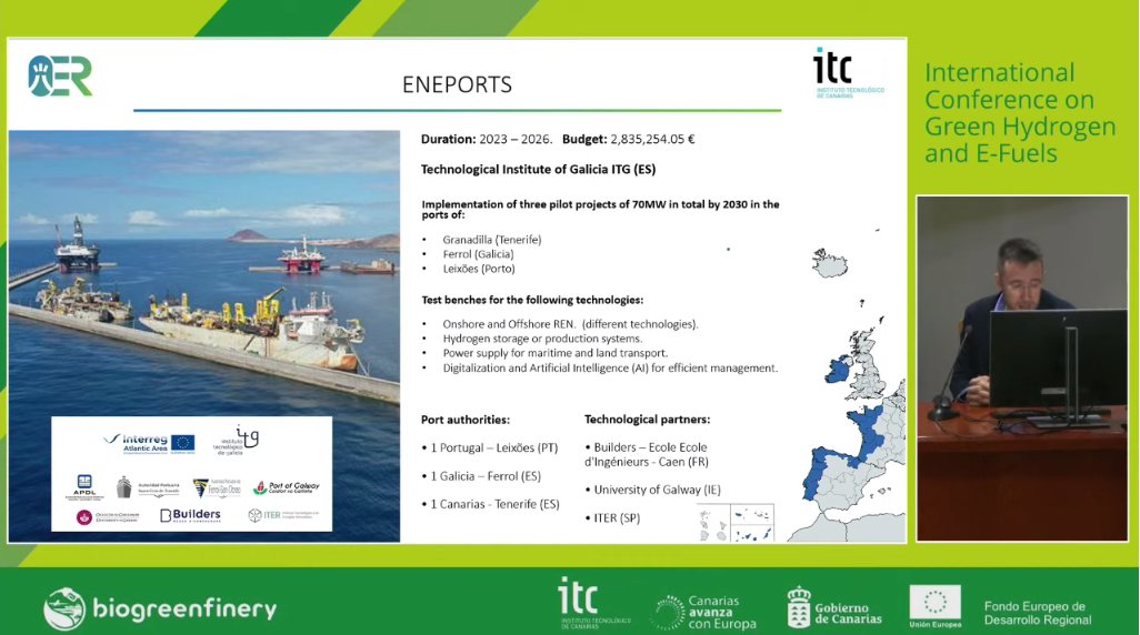 ITERtenerife's tweet photo. 🚀Los proyectos #SEAFUEL, #LEAKWIT y #ENEPORTS presentados como ejemplos de proyectos de innovación en el campo del hidrógeno desarrollados en Tenerife durante la Conferencia Internacional sobre #HidrógenoVerde y #combustiblessintéticos organizada por @ITCCANARIAS 👇🏽 https://t.co/eYHk39ZVW2