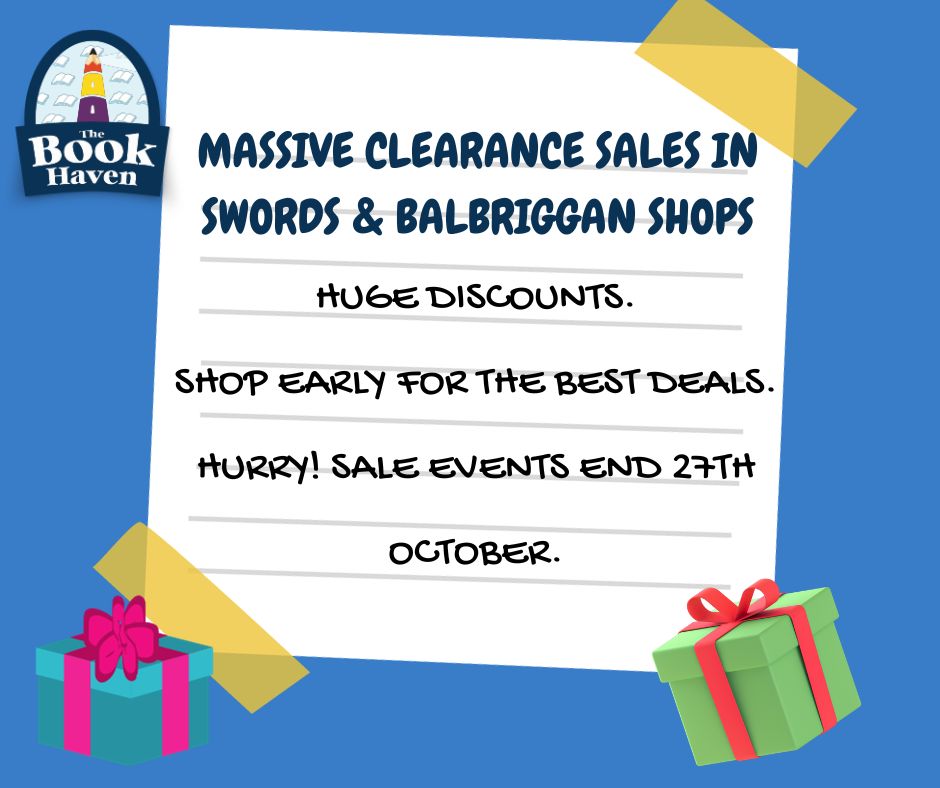 BookHavenIrl's tweet photo. Get your Christmas shopping off to a great start at the massive Clearance Sale events in our Swords and Balbriggan shops. There are truly amazing discounts on a huge range of fantastic items. These Sale events will end on 27th October so call in quickly to get the very best deals https://t.co/gVnTIzLlnd