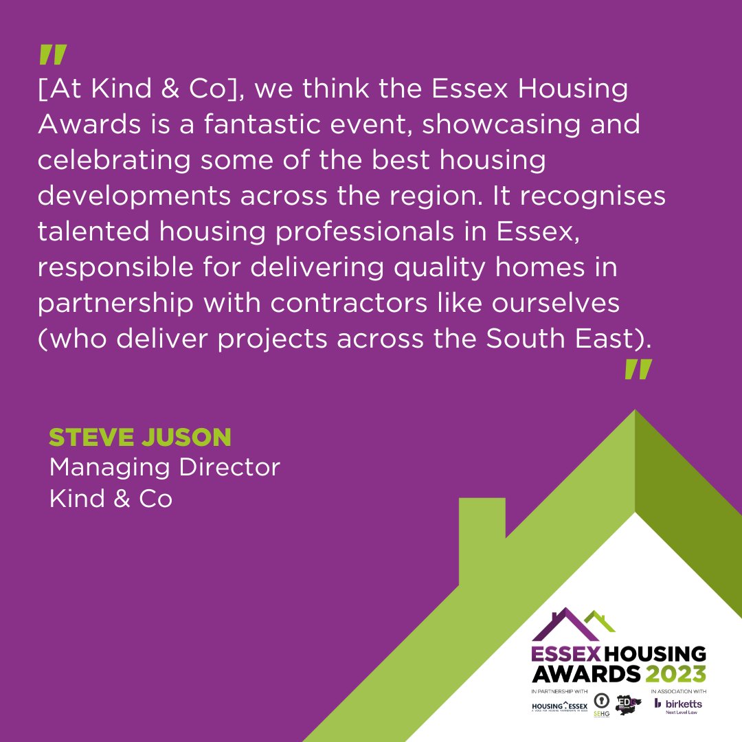 Steve Juson, Managing Director of <a href="/KindBuilders/">Kind & Company</a>, is looking forward to presenting the Housing &amp; Development Professional of the Year award and celebrating with all the finalists next month! ✨

Hear from him as he explains why the Housing Awards as so important. #essexhousing