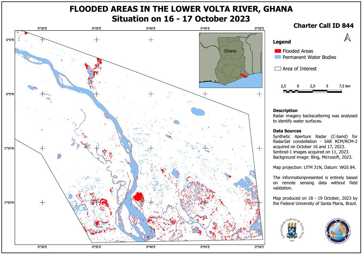 These maps use radar and optical imagery to estimate flood areas in the lower Volta River area of Ghana, between 16 and 18 October: bit.ly/3rTdKnc