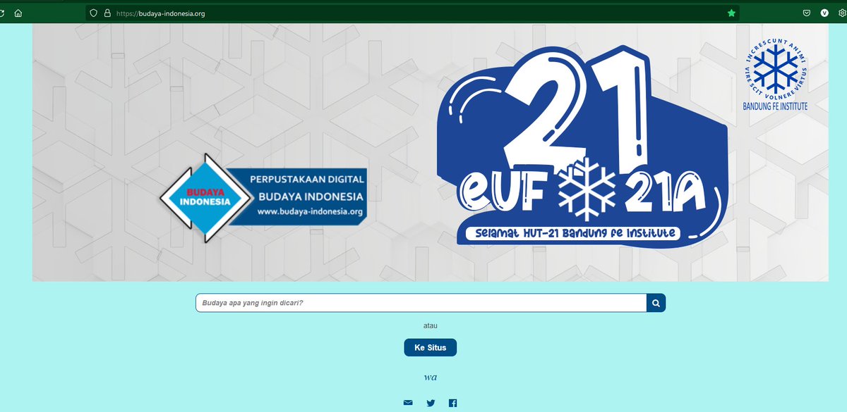 Dirgahayu <a href="/bandungfe/">Bandung Fe Institute</a> !

Terus menginspirasi, dorong terus transformasi digital khazanah budaya Indonesia!