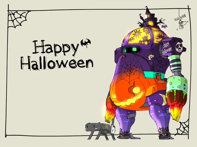 今日のロボ描き今年のハロウィンは06式ろくで!#ハロウィン  #06式ろく 