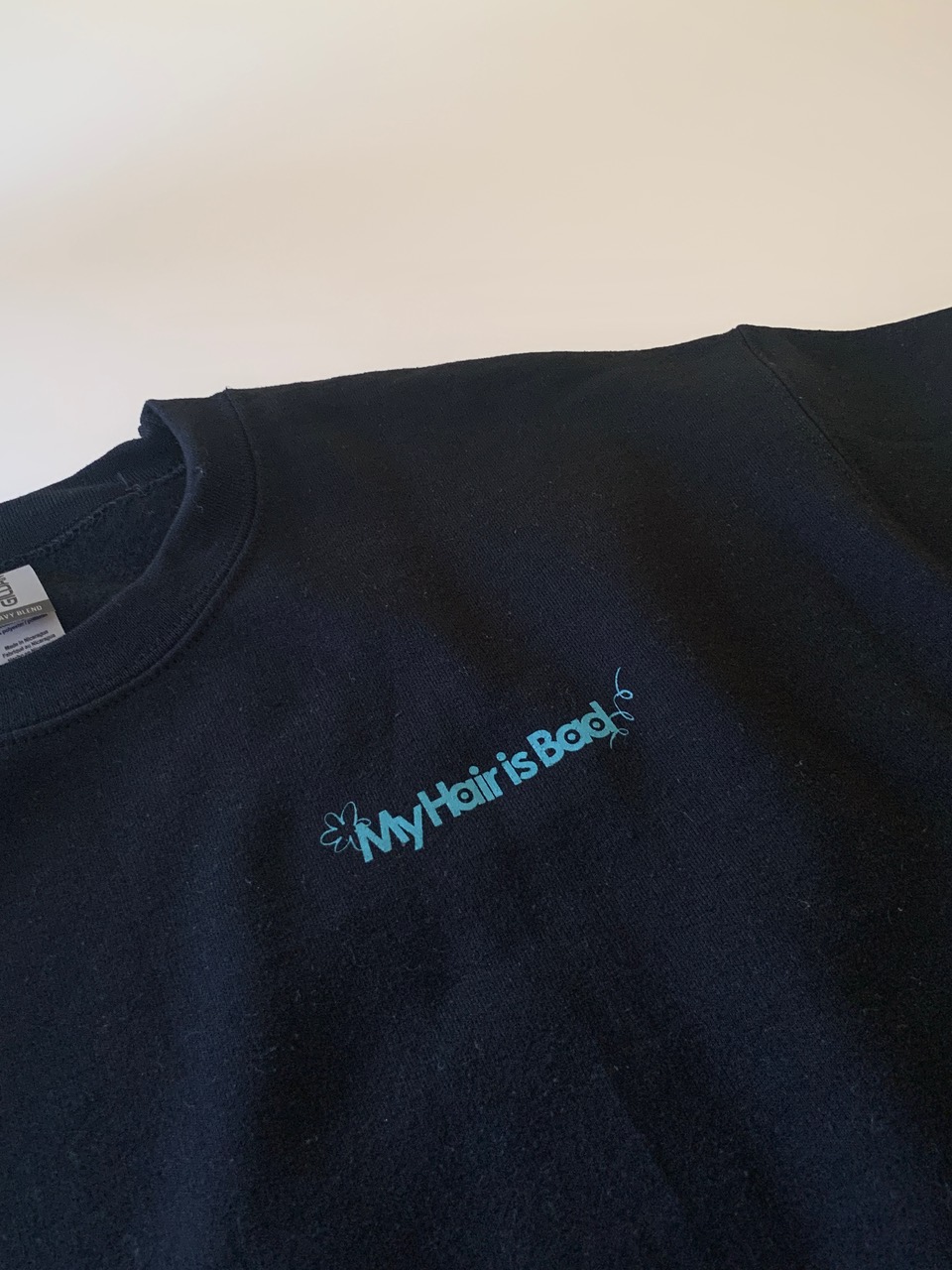 ロゴ刺繍ボーダーロングTシャツ / 黒 - My Hair is Bad Online Shop