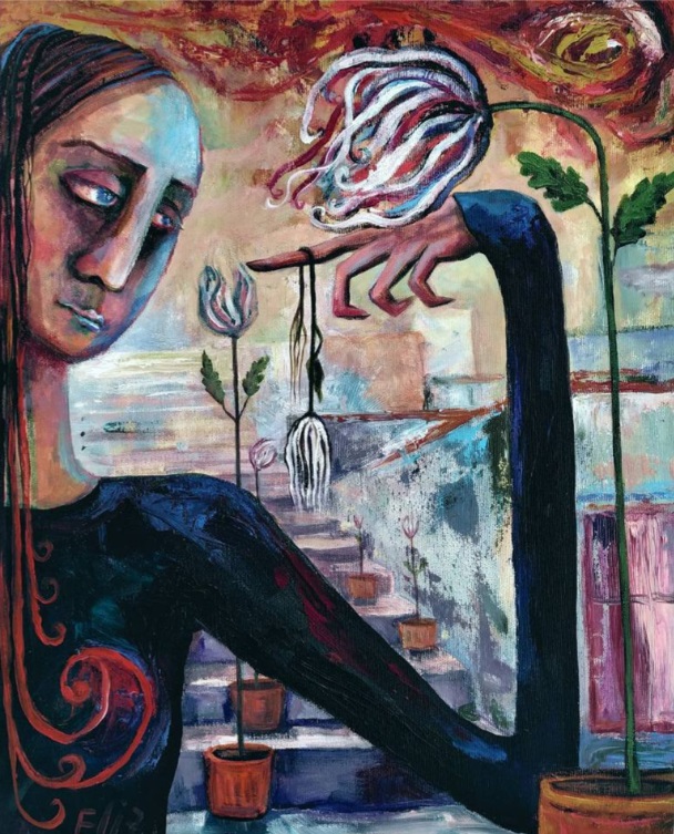 WomensArtForAll's tweet photo. Elisheva #Nesis (@ElishevaNesis) •The Flower Is Dead• #Womensart #ArtByWomen #WomenArtists https://t.co/Ciyxfhta7C