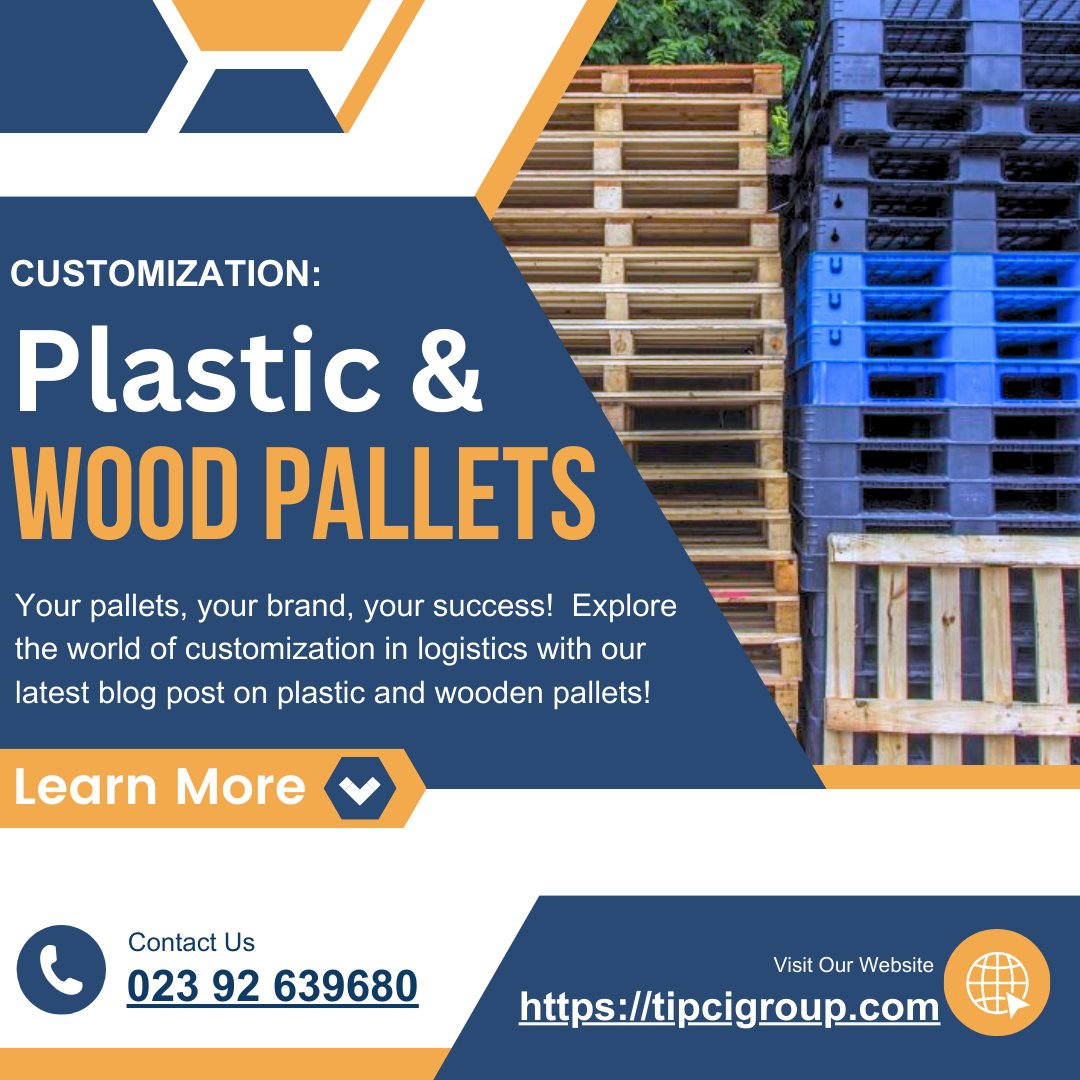 tipcigroup's tweet photo. Your pallets your way! In our latest blog post, we're delving deep into the world of customization for Plastic and Wooden Pallets. Discover how tailoring your pallets can elevate your logistics game and boost your supply chain satisfaction🚚👌🌐#CustomPallets #PalletCustomization https://t.co/FFdvQ0Qv5C