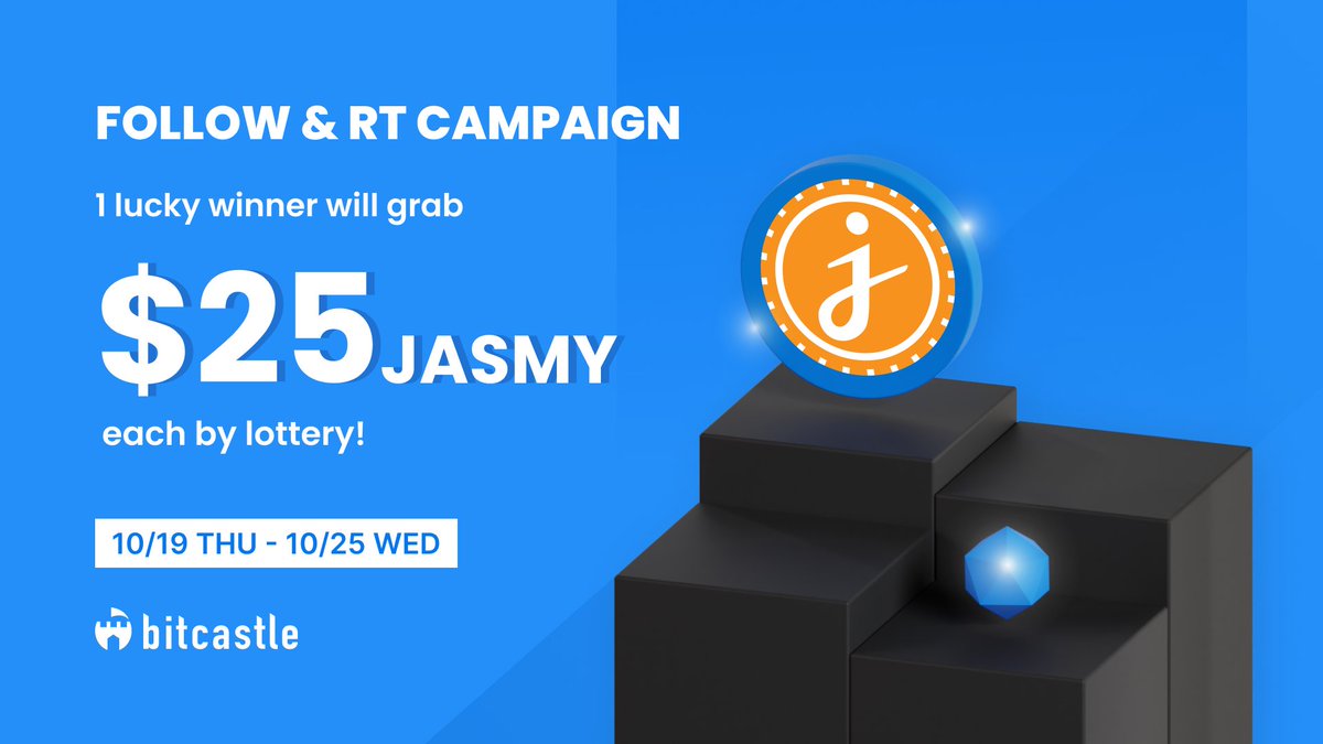 📅Day2

Follow RT Campaign💙🔁
／
🎁1 lucky winner will win $25 JasmyCoin ( $JASMY ) each by lottery!
🌟Rewards will be given to Trade Wallet
＼
✅Follow us
🔁RT this post

#Crypto
#Cryptocurrency
#Airdrop
#Airdrops
#AirdropCrypto
#Giveaway
#Giveaways