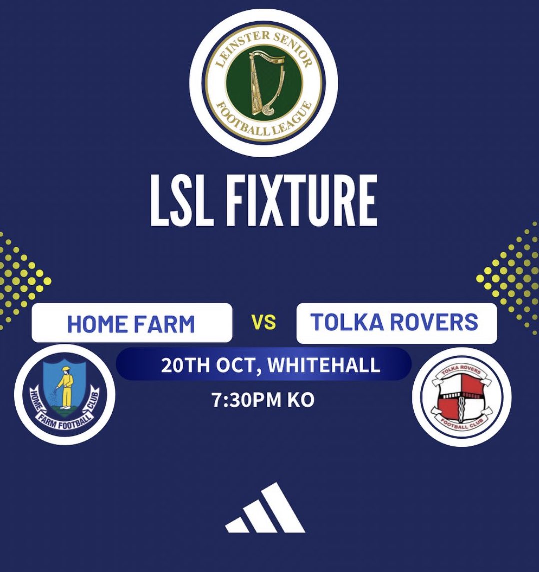 Homefarm_FC's tweet image. Fixture Confirmation ⚽️🔵

2023/2024 LSL Senior: Game 9

📆   20/10 (tonight)

⚽️   @Homefarm_FC v @TolkaRoversAFC 

📍Whitehall
⏱ 19.30

A 7.30pm KO tonight in HFFC. 

Just 1 point and 2km separate the sides. Bound to be a good game.

🔵🔵⚽️

 @LSLLeague @Extratime @AlQuinn2015