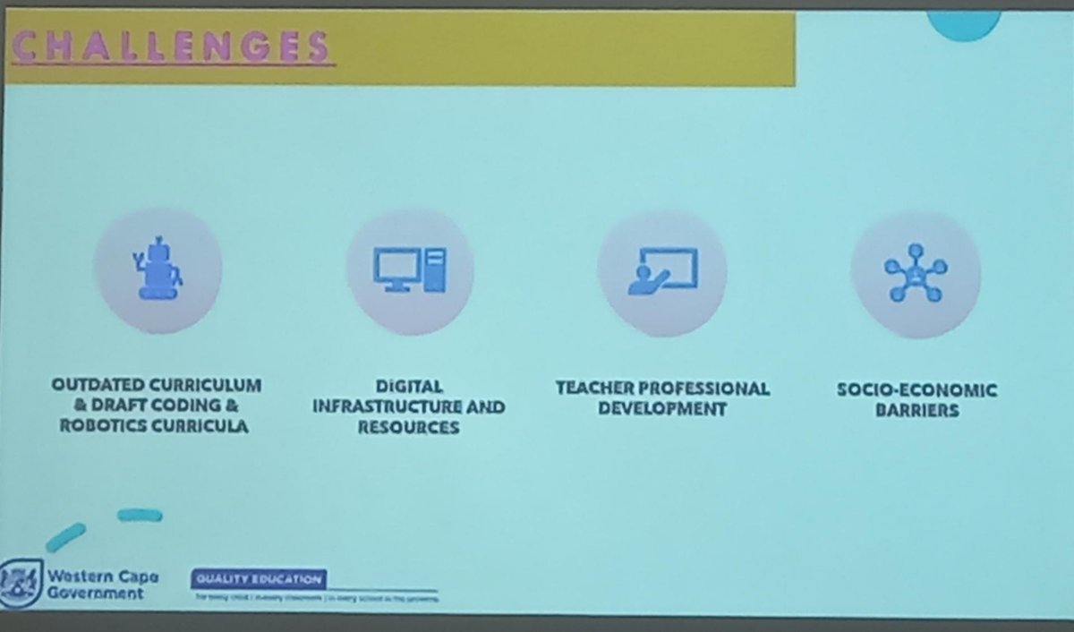 The challenges of bringing our education system into the #4IR as outlined by the <a href="/WesternCapeGov/">Western Cape Gov</a> . Presented by <a href="/DonICT9/">Ashric</a> #HigherEducation #Coding #Robotics