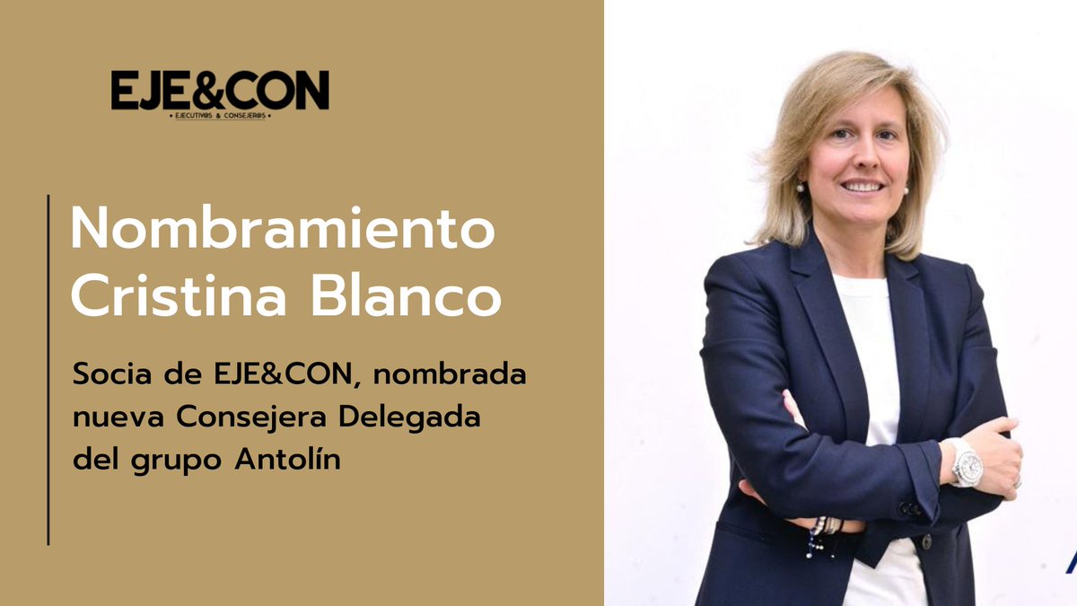 ¡Un logro inspirador! Nuestra socia en <a href="/AsocEyC/">EJE&CON</a> Cristina Blanco, se convierte en CEO de <a href="/Antolin_Oficial/">Antolin</a>. Con determinación y dedicación, liderará un futuro brillante. ¡Enhorabuena! 🎉🚀 #CEO #Inspiración #EJECON #Antolin