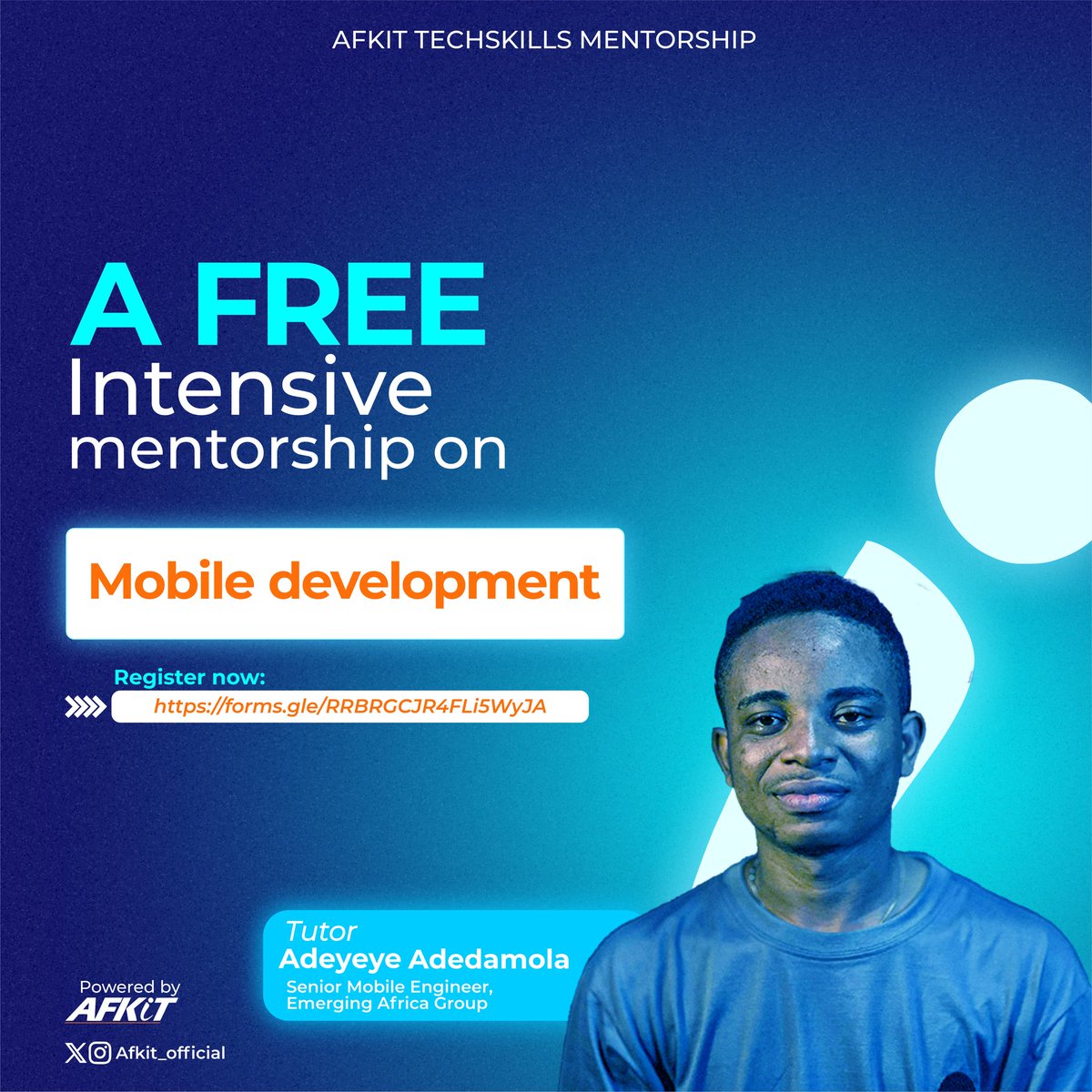 afkit_official's tweet photo. An 💯 FREE BOOTCAMP FOR INTENDING MOBILE DEVELOPERS🎉🔥.

  Take your slot; while we help you through the journey of becoming a Professional MOBILE DEVELOPER; you gain access to FREE courses, and connections with experienced mentors😉. 
#afkit
APPLY NOW:
https://t.co/f7LOKUeXGH https://t.co/CTps5pf0vG