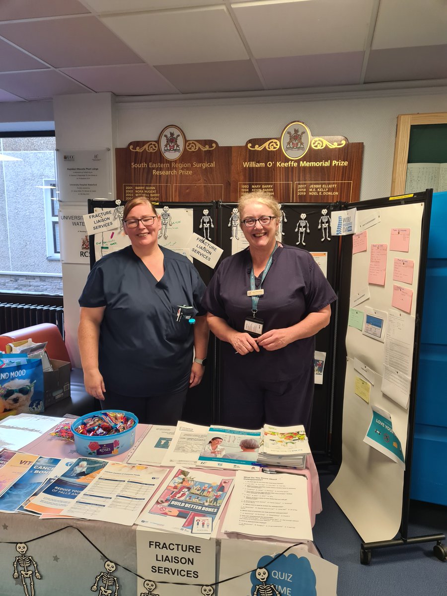 Univ Hosp Waterford (@uhw_waterford) on Twitter photo Today is World Osteoporosis Day! ☠️🩻 the Fracture Liaison Service are working with the Orthopaedic team in raising awareness among the staff & visitors about the prevention, diagnosis and treatment of osteoporosis and related musculoskeletal diseases <a href="/HSELive/">HSE Ireland</a> <a href="/SouthEastCH/">HSE/SECH (now part of HSE Dublin and South East)</a> Today is World Osteoporosis Day! ☠️🩻 the Fracture Liaison Service are working with the Orthopaedic team in raising awareness among the staff & visitors about the prevention, diagnosis and treatment of osteoporosis and related musculoskeletal diseases <a href="/HSELive/">HSE Ireland</a> <a href="/SouthEastCH/">HSE/SECH (now part of HSE Dublin and South East)</a>