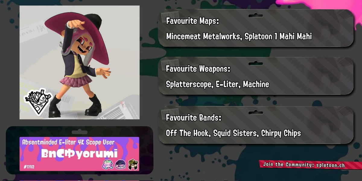 BnC_Swiss's tweet image. Don&apos;t let her cutesy appearance fool you. This Octoling has some deadly skills when it comes to long range battles. Being the backbone of the team isn&apos;t always an easy task but @yorumi_spl manages it with ease while doodling her way to the top.