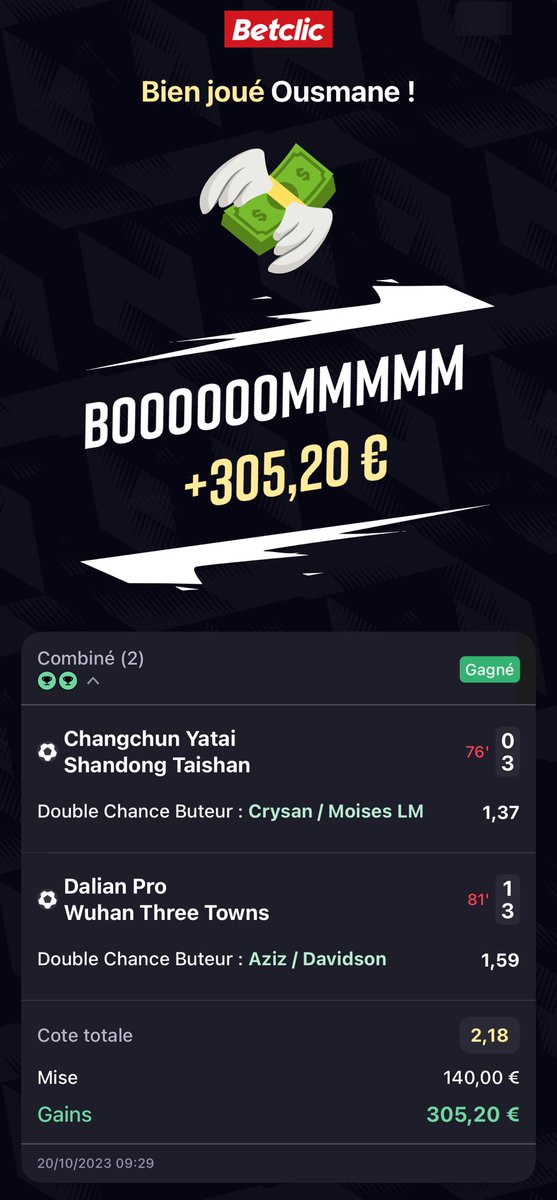 YousFoot's tweet photo. Merci ⁦@Betclic⁩ https://t.co/E7bHjG84BD