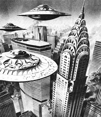 #ufoartwork #FlyingSaucers #Chryslerbuilding #NewYork