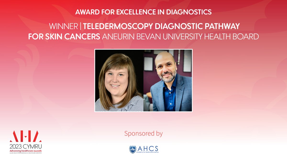 AHAwards's tweet photo. Winners of the new award for Excellence in Diagnostics, sponsored by @ahcsuk - Ceri Llewellyn &amp; the Consultant Dermatology &amp; Clinical Photography &amp; Medical Illustration teams at @AneurinBevanUHB for developing a Teledermoscopy Diagnostic Pathway for Skin Cancers
#AHACymru https://t.co/m5ConX2OyQ