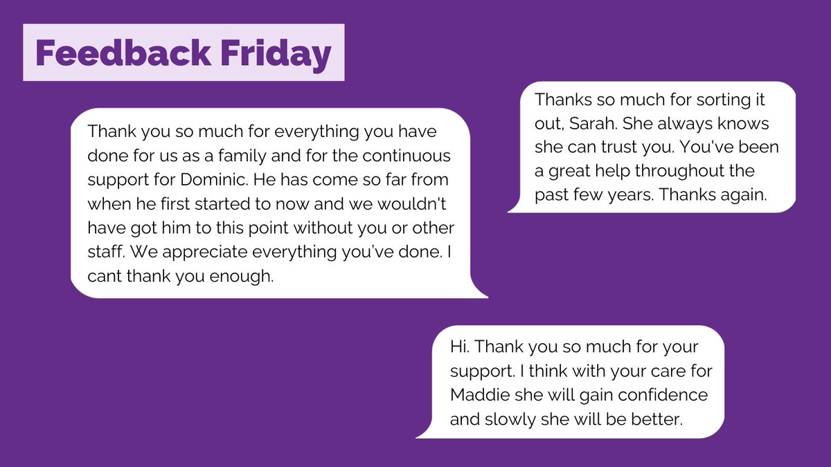 It’s #FeedbackFriday! An opportunity to share some of the positive feedback our brilliant practitioners receive from families. They build strong and trusting relationships with families so they can work with them to overcome any barriers to education for children & young people.