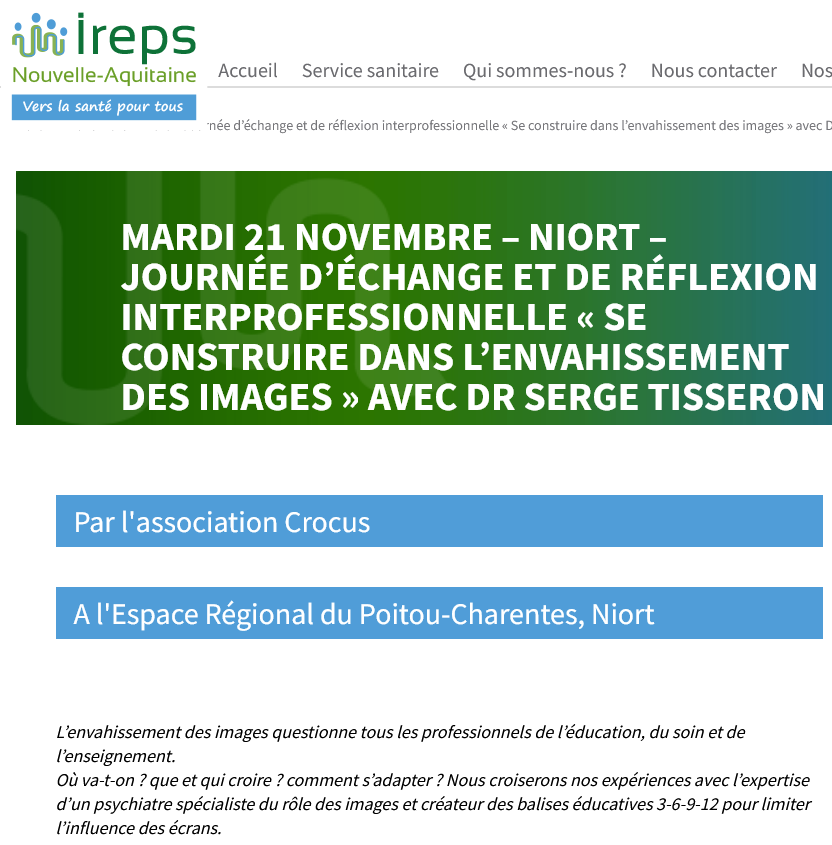 ORousselCPD17's tweet photo. Événement  à venir le 21/11 à Niort autour de la thématique "Se construire dans l'envahissement des images" avec la présence de @SergeTisseron   ➡️https://t.co/XM0eDsrmlD https://t.co/oGumpshrEA