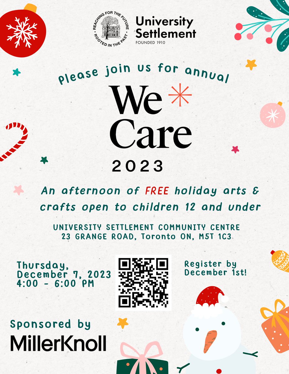 Please join us on Thursday, December 7, for an afternoon of free holiday crafts for the annual We Care event led by <a href="/millerknoll/">millerknoll</a>. Complete the registration link to save your spot forms.office.com/pages/response…  #WeCare