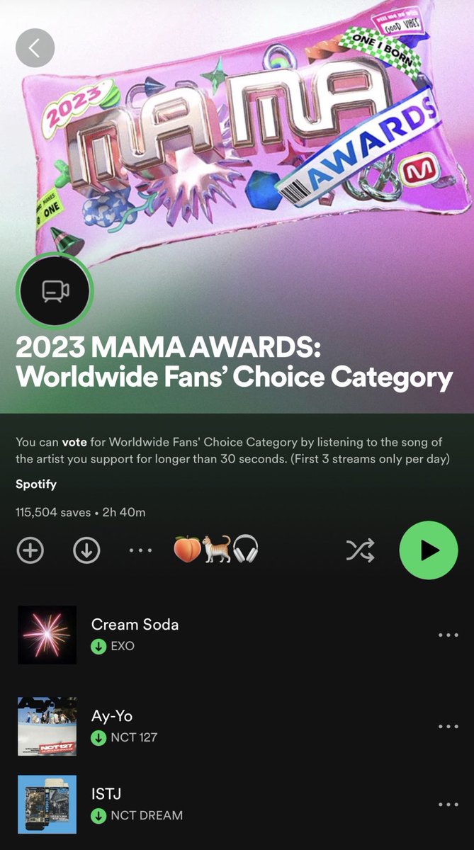 📢โหวต #2023MAMAAWARDS ไปคับทุกคนคนละวิ🫳🏻🫳🏻

[pre vote]🔗2023mama.com
โหวตได้ 3 วง

[spotify vote]🔗spotify.link/2023MAMAAWARDS
โหวตได้ 3 ครั้ง

; โหวตได้ 1 ไอดี/วัน จนถึง : 30/10, 21:59
; โหวตจริง : 6/11 - 20-11

( #VOTEforEXOTH #ใครๆก็โหวต127 #โหวตนี้เพื่อน้องดรีม)