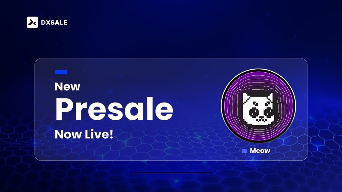 dxsale's tweet photo. New Presale NOW LIVE on #DxSale with $MEOW from @wooflabs ๐
Used in the $WOOF labs ecosystem to empower a decentralized community building at the forefront of web3 ๐
https://t.co/lBHpEGtmd2
#NFA & #DYOR ๐
#CORE #CoreChain #CoreDAO #COREmunity https://t.co/cVApLnlmzy