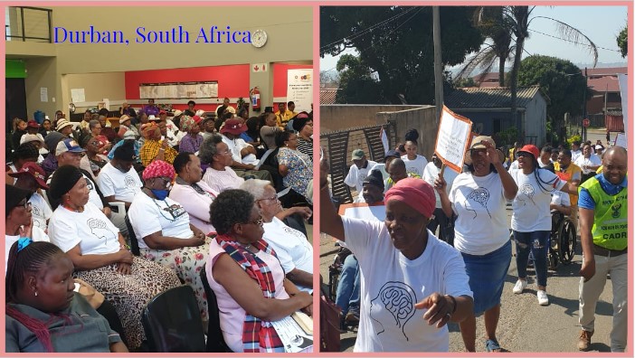 We have created a slide show of the different events (e.g., Durban, South Africa pictured here) that were part of our #takingittothestreets campaign! Go to reimaginingdementia.com/takingstreets and scroll down to the heading 'Our members Taking It to the Streets!' to view the slide show.